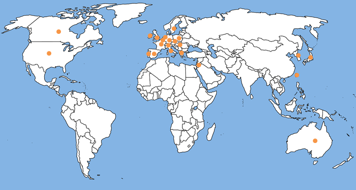 Map showing origins of the scientific committee.